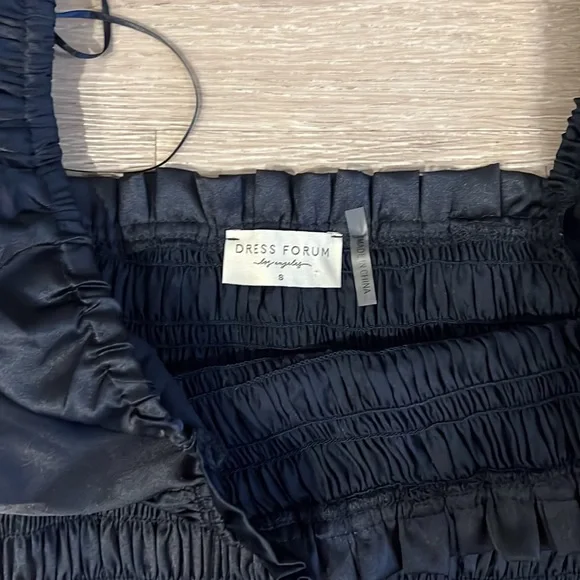 Navy Blue Smocked Dress - Picture 5 of 5